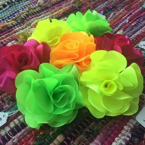 NWT Bright Silk Flower Hair Convertible Clip & Brooch